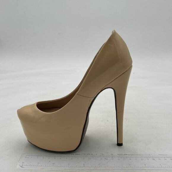 FSJ Beige Sexy Round Toe Platform Pumps Stiletto High Heel Slip On Party Shoes - Picture 1 of 7